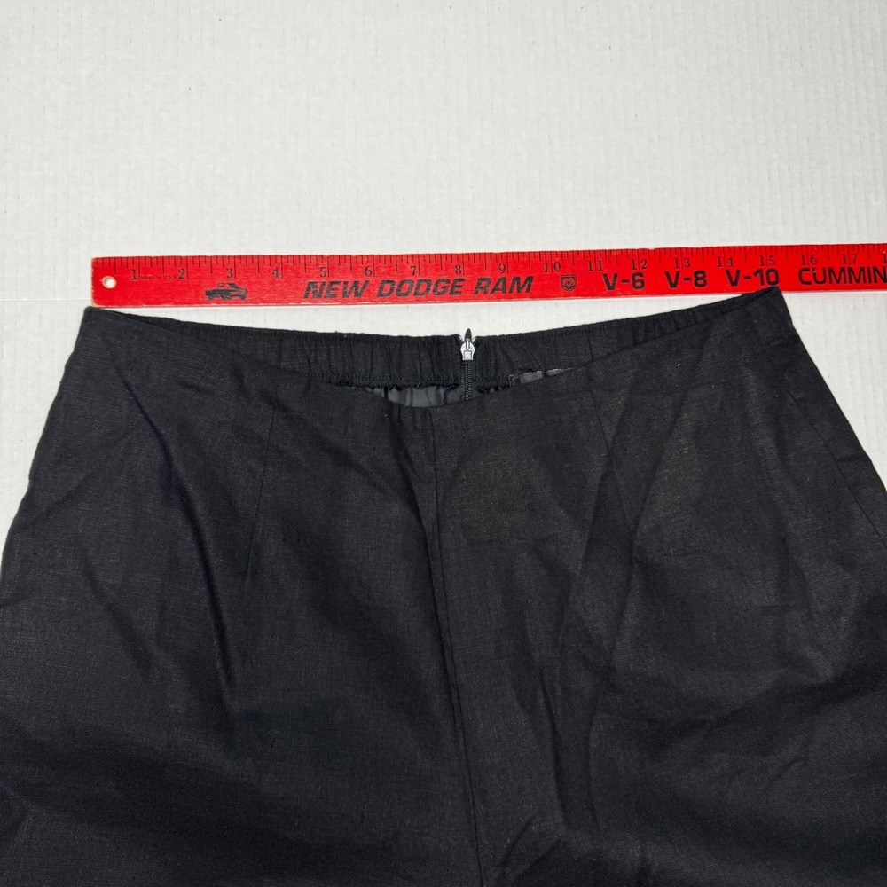 Black Linen Blend Embroidered Floral Capri Pants Boho Y2K Artsy Women's Size 10 - Picture 4 of 8